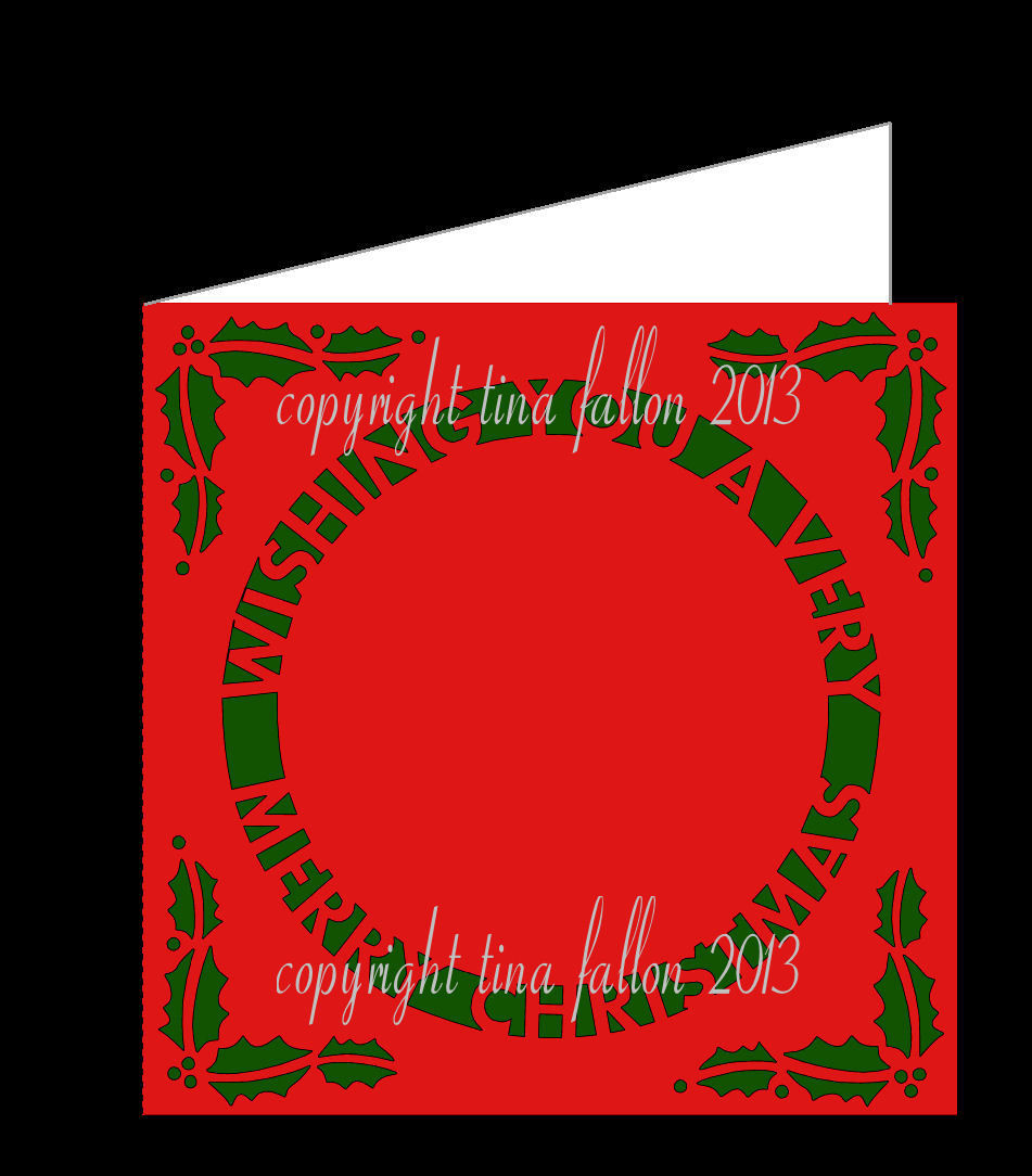 CHRISTMAS CARD WITH CUT OUT AND HOLLY DETAIL