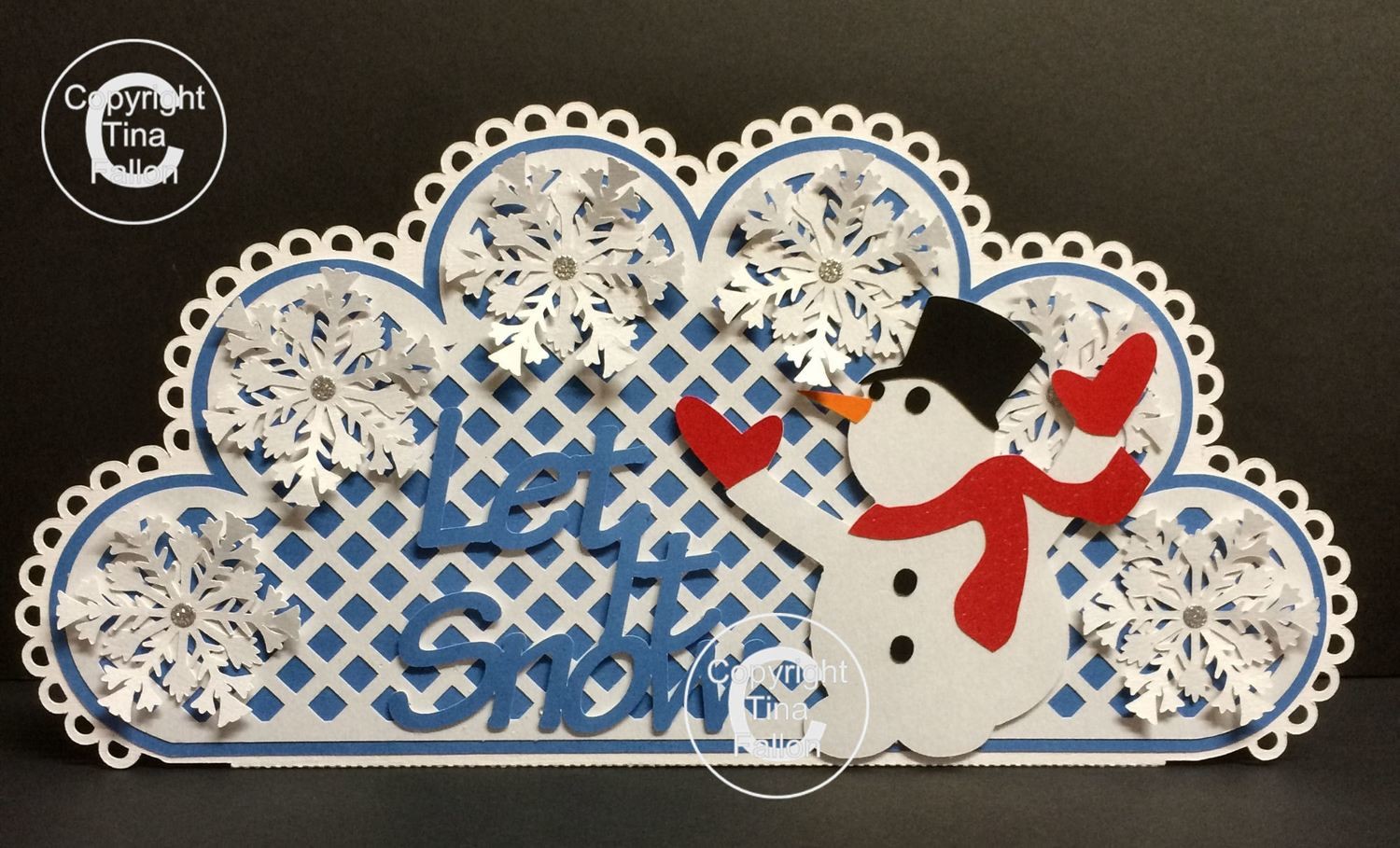 Frozen Snowflake Christmas Card Let It Snow with snowman