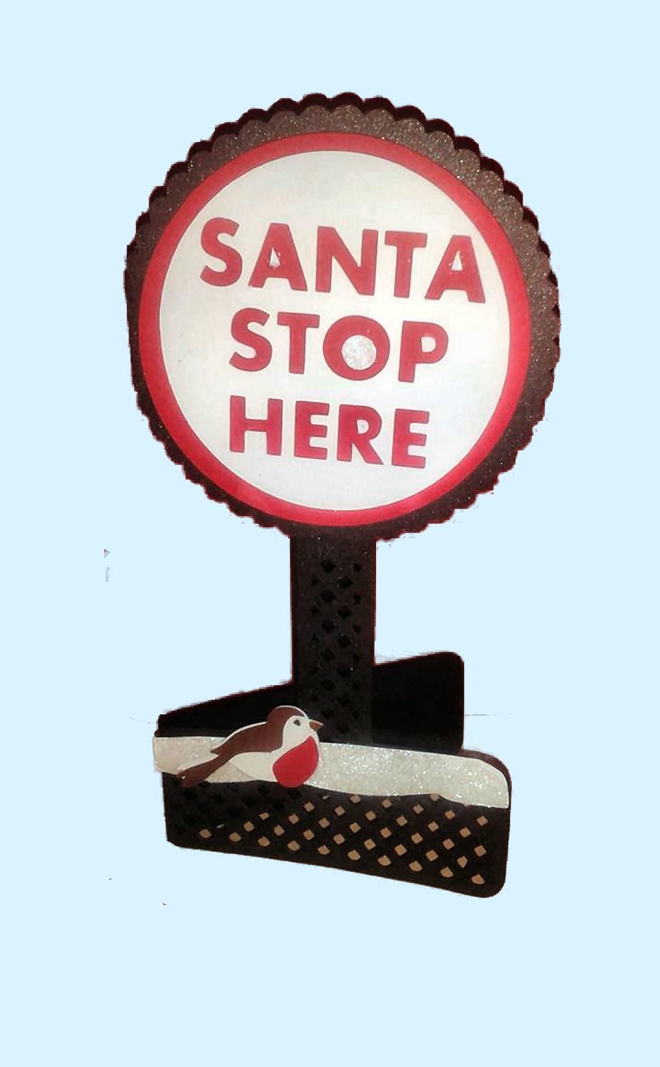 Santa Stop Here Sign Card Template, gets the kids crafting
