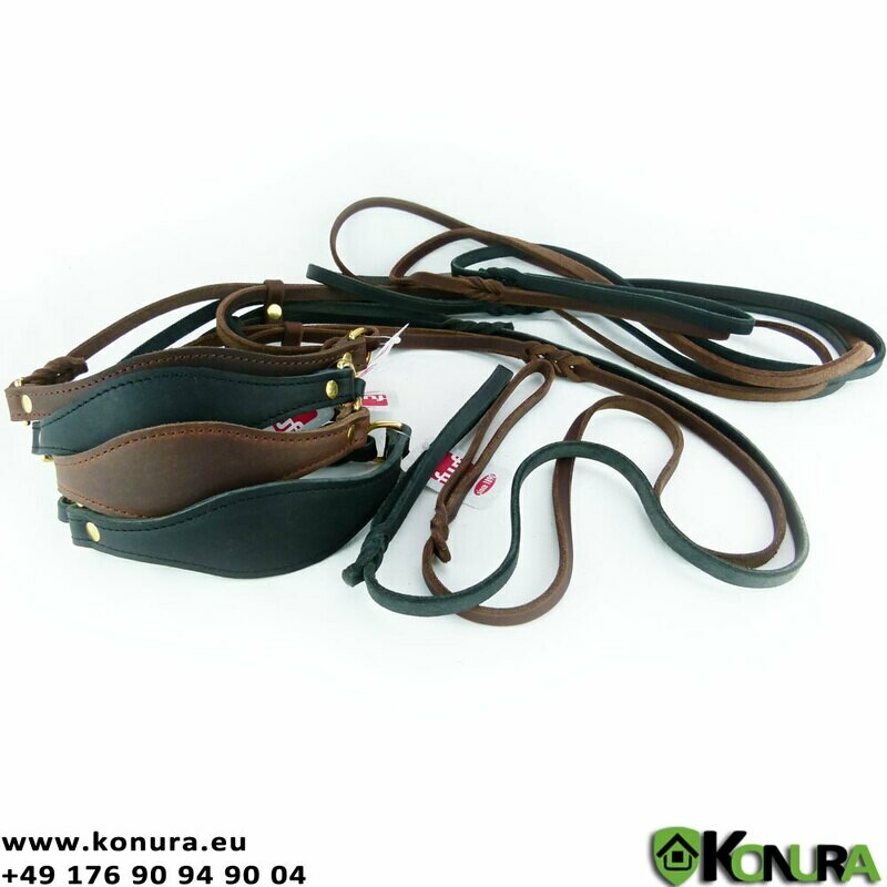 Leder Schauleine mit ovalem Halsband fwf