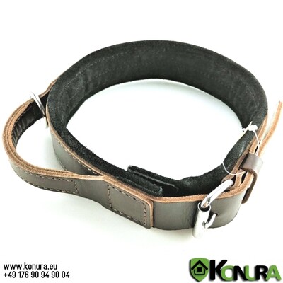 Lederhalsband mit Griff mit Wildlederfutter Klin Kassel