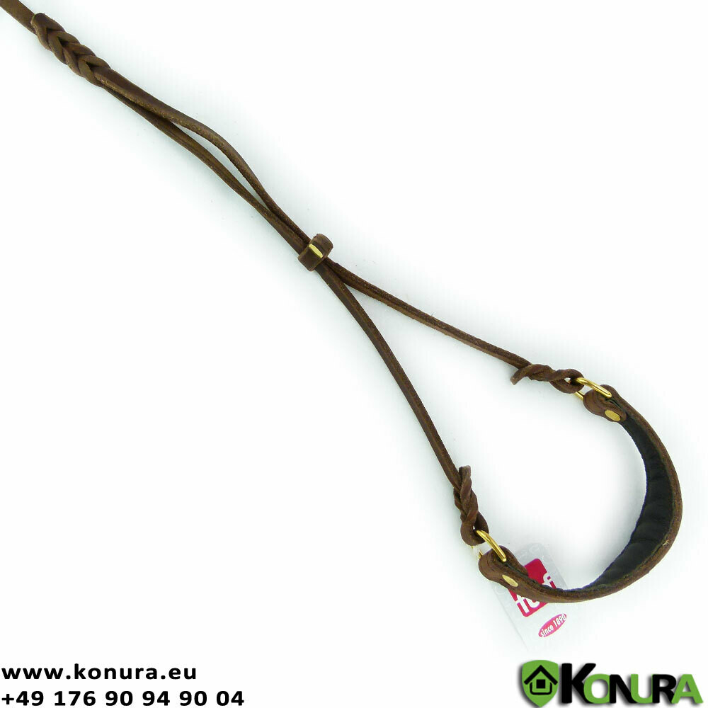 Leder Schauleine mit ovalem Halsband fwf, Länge: 140 cm, Farbe: Braun