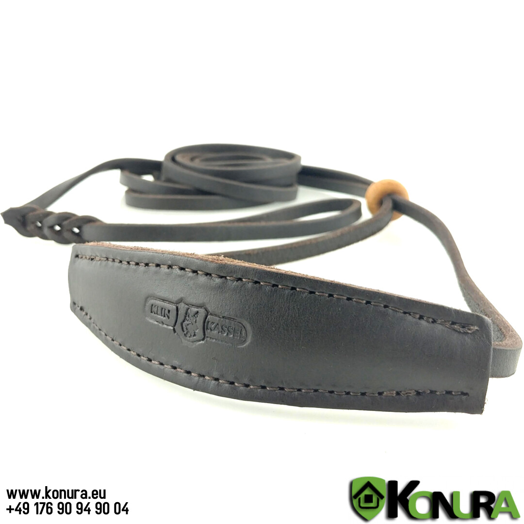 Schauleine aus Fettleder mit Kehlkopfschutz Klin Kassel, Breite: 8 mm