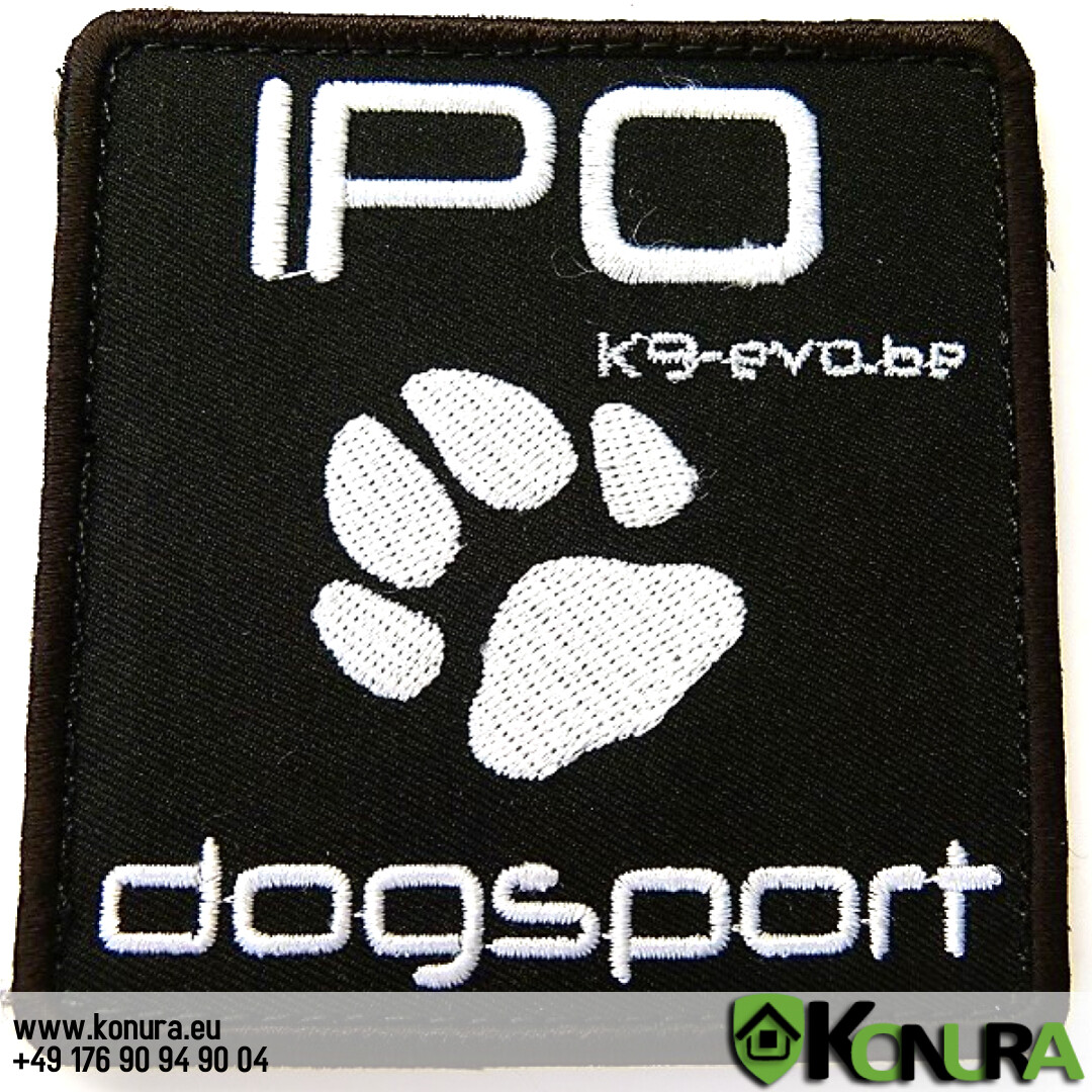 Patch 8x8 cm K9-evo (Malinois, Rottweiler, IPO dogsport, Deutscher Schäferhund), Abbildung: IPO dogsport