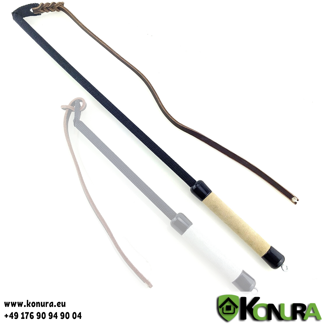 Peitsche mit Chromledergriff Klin Kassel, Länge der Peitsche: Standard - 60 cm
