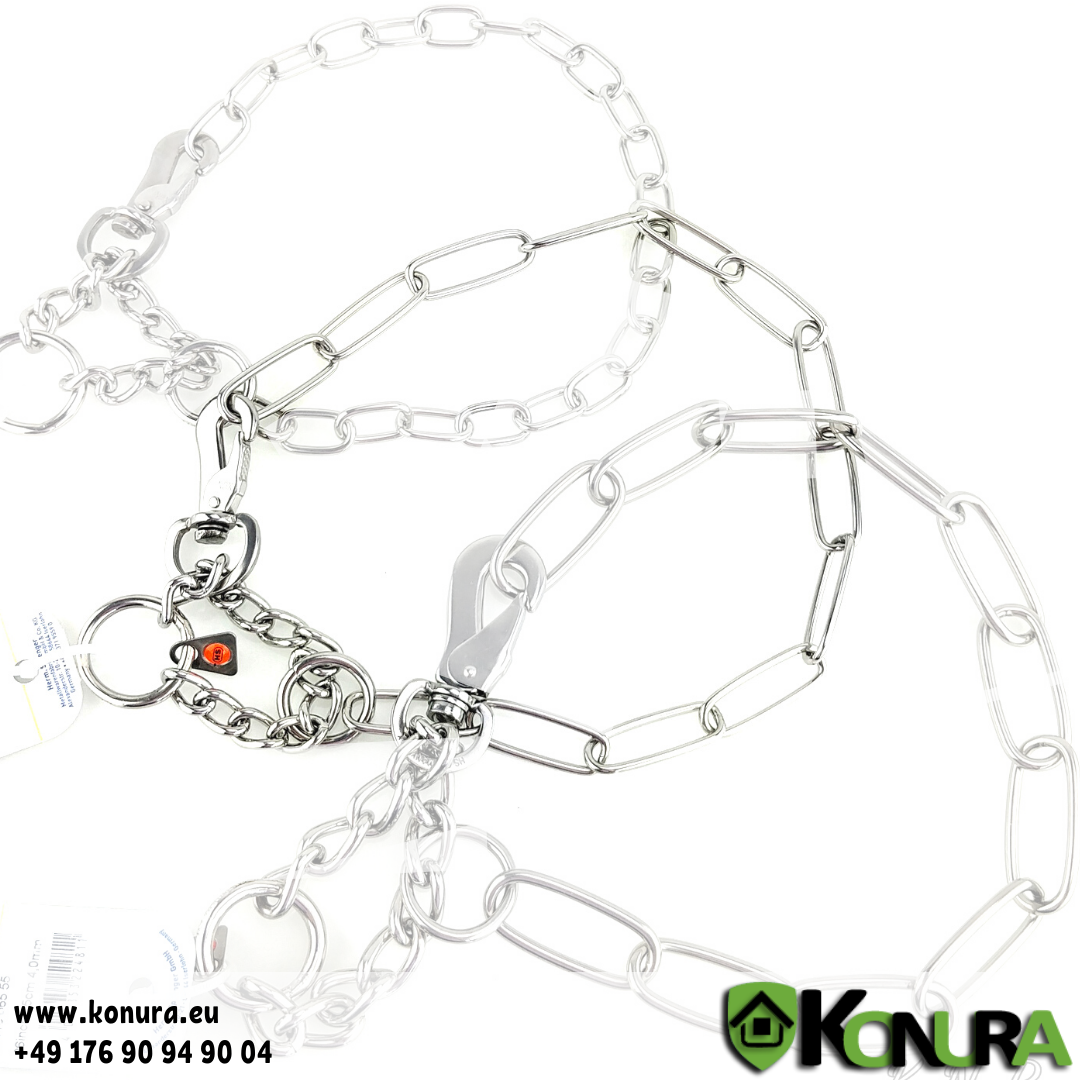 Halskette verstellbare mit Zugbegrenzung und Karabinerhaken Sprenger, Parameter: 62 cm (Gliedlänge - 4 cm) - max Halsumfang - 55 cm