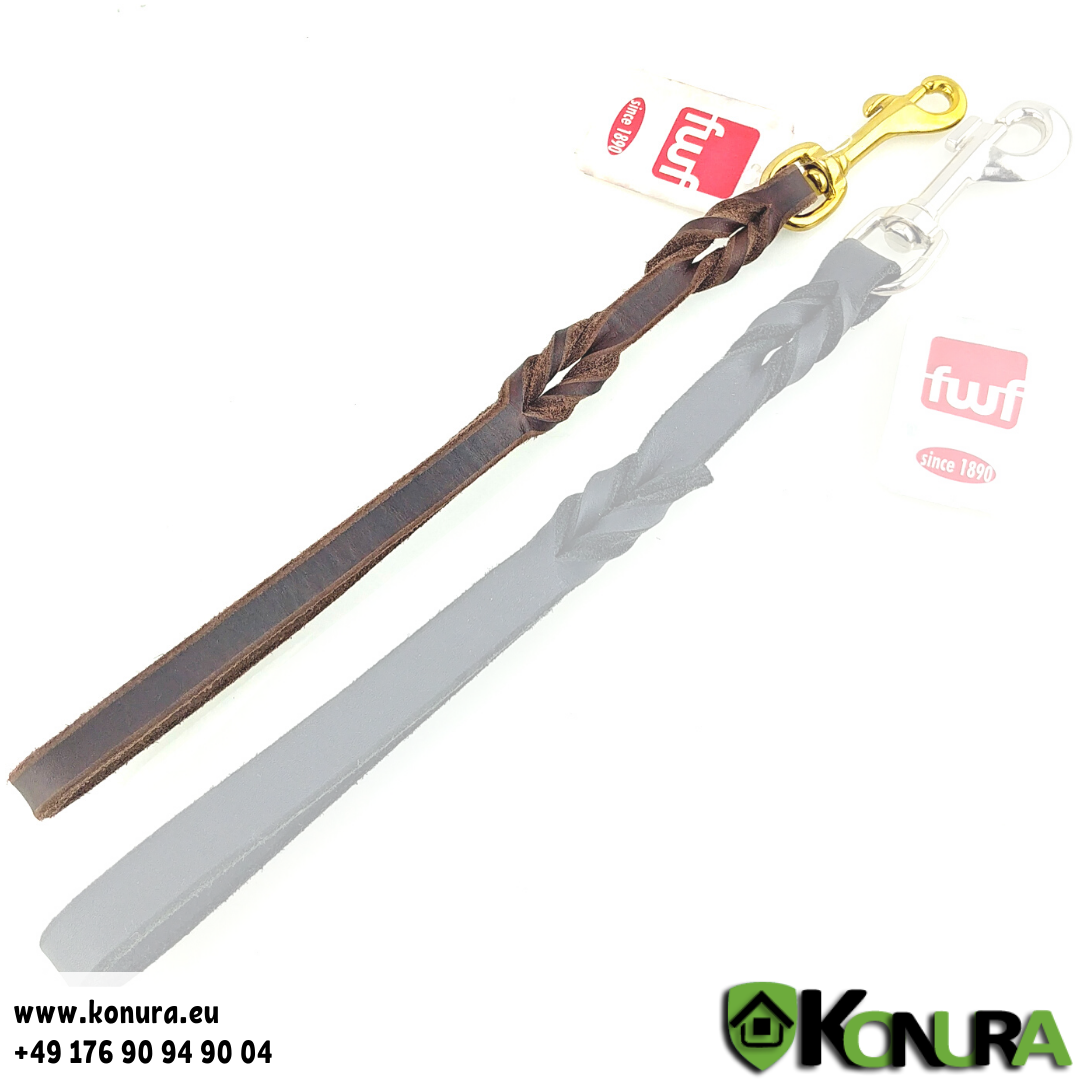 Kurzführer - Schlaufe aus Fettleder fwf, Option: 12 mm - Braun - Messing
