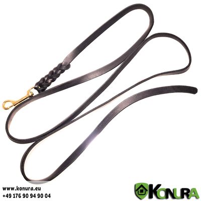 Lederleine MIT / OHNE Schlaufe mit Beschläge aus Messing Euro Joe