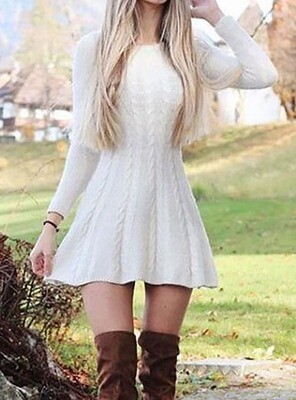 Women's Sweater Jumper Dress Short Mini