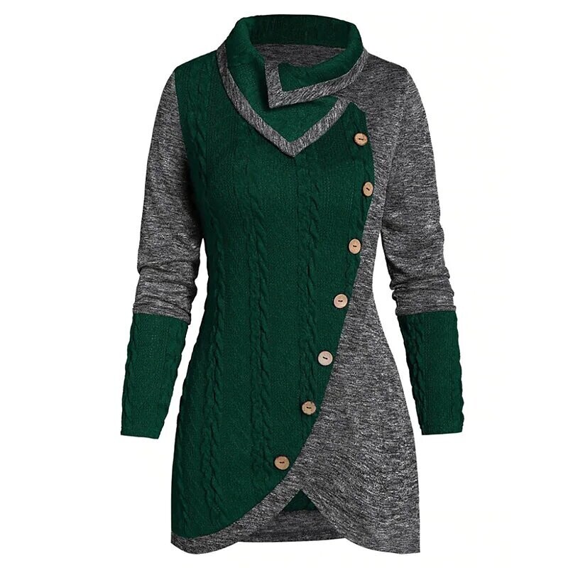 Women's Sweater Jumper Dress Short Mini, Color: Green