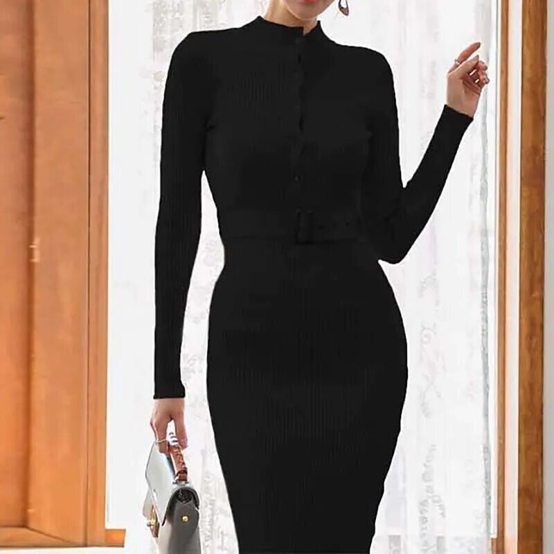 Women's Sheath Dress Knee Length Dress, Color: Black