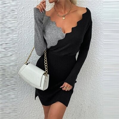Women's Dress Jumper Knit Knitted Color Block