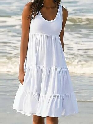 Women's White Dress Knee Length Dress
