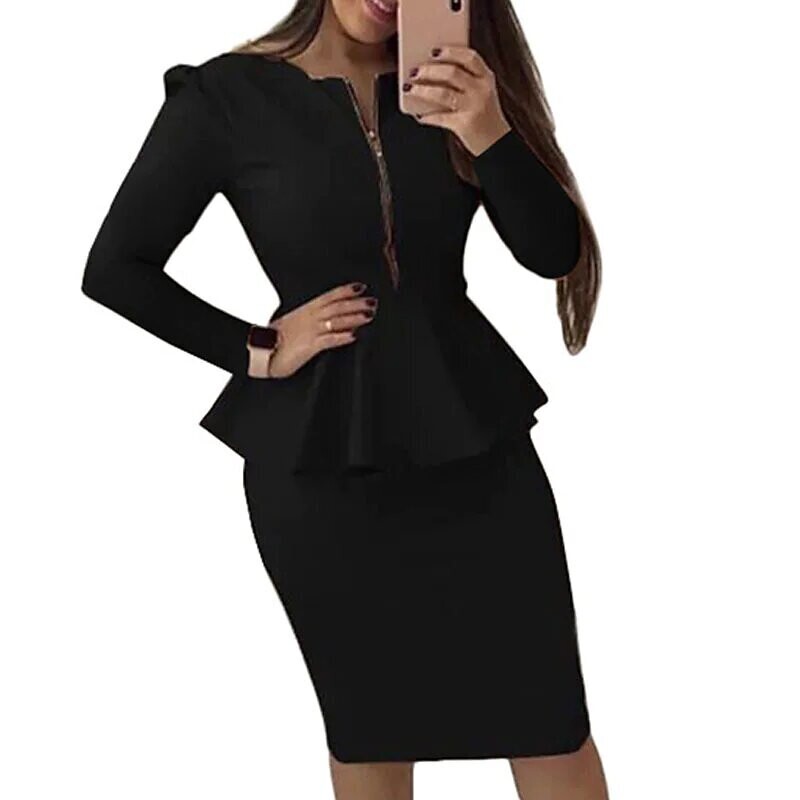 Women's Bodycon Midi Dress, Color: Black