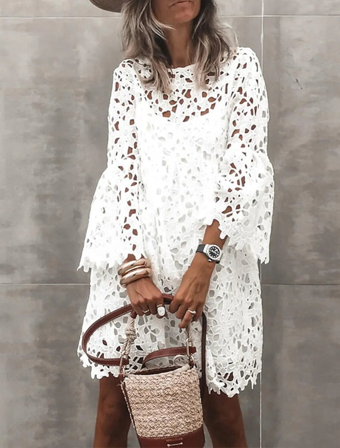 Women's Sheath Dress Short Mini Dress, Color: White