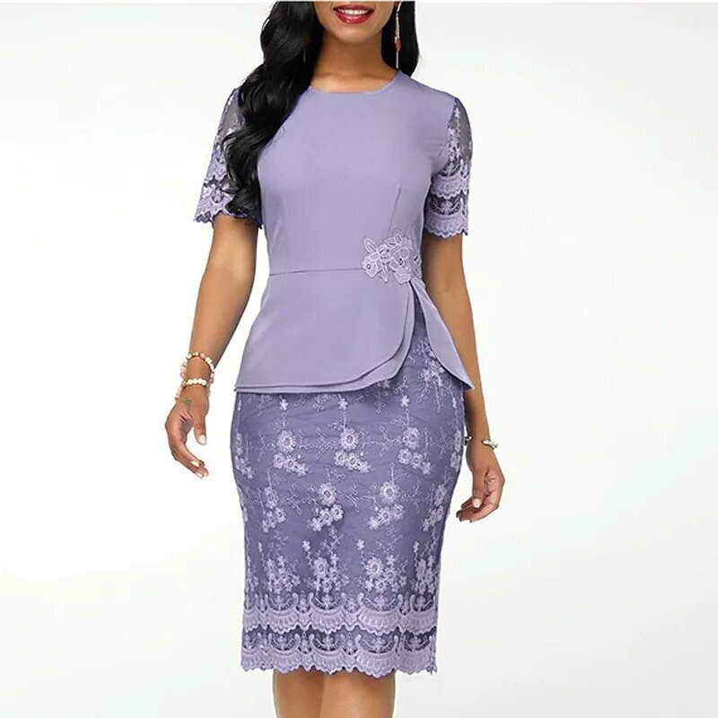 Women's Sheath Dress Knee Length Dress, Color: Purple