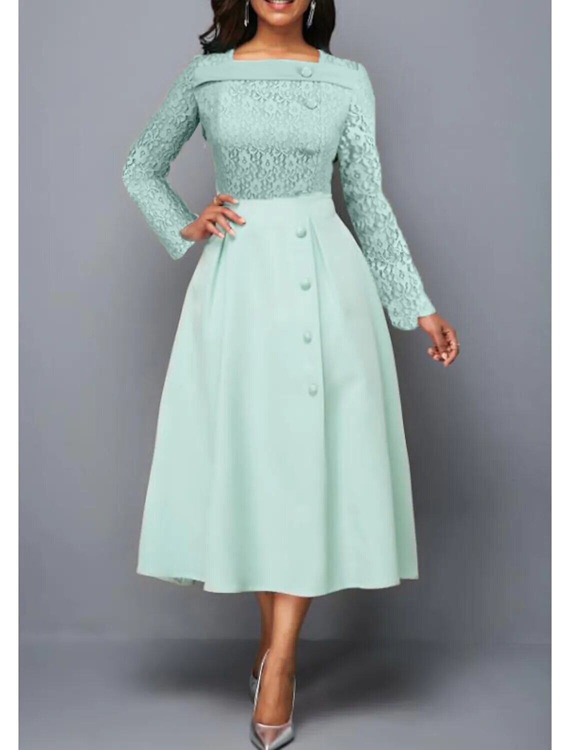 Women's Swing Dress Midi Dress, Color: Blue