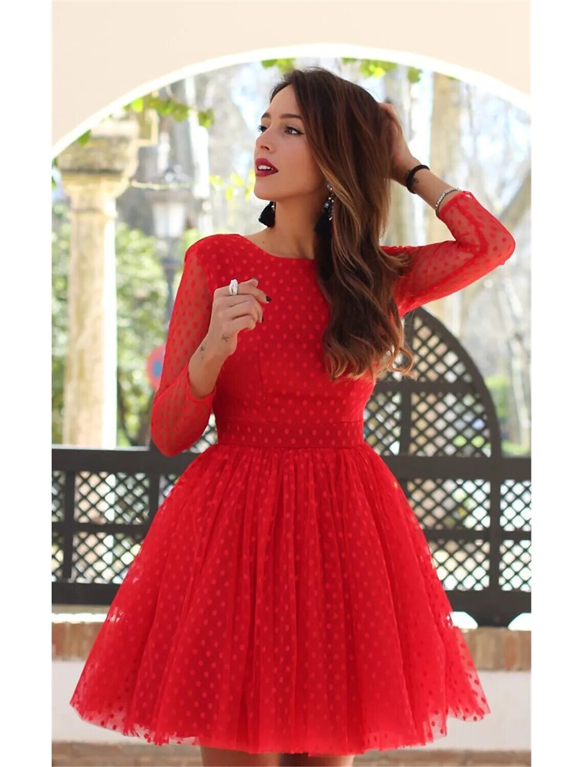 Women's A Line Dress Short Mini Dress, Color: Red