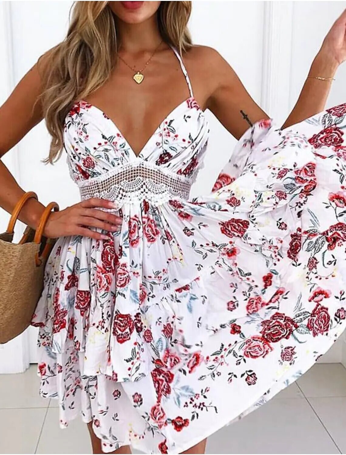 Women's A Line Dress Short Mini Dress, Color: White