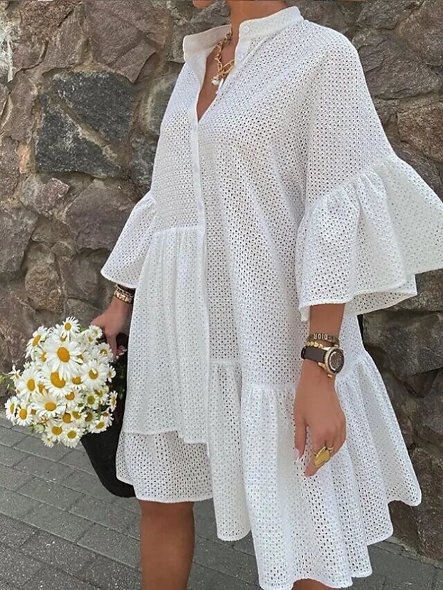 Women's White Dress Short Mini Dress