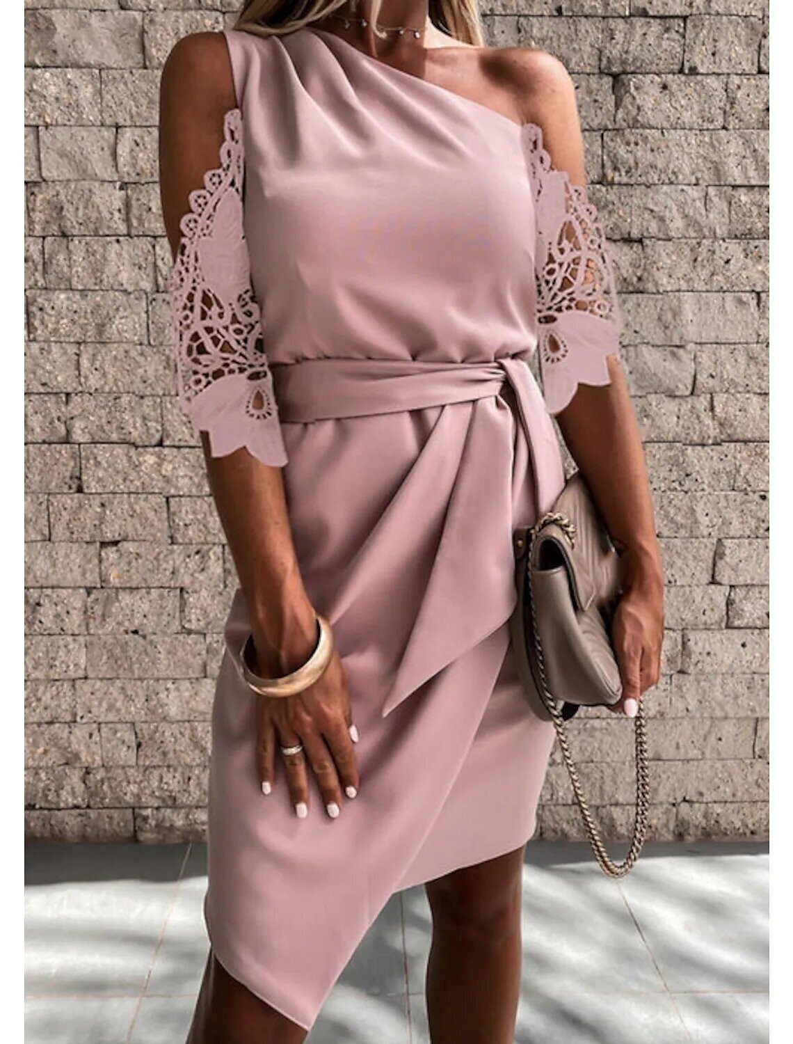 Women's Sheath Dress Knee Length Dress, Color: Pink