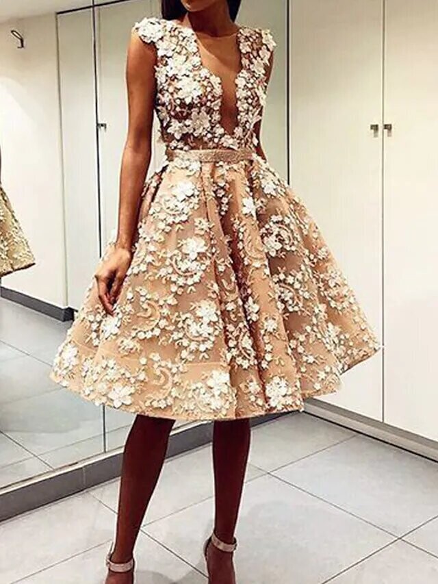 Women's A Line Dress Knee Length Dress, Color: White