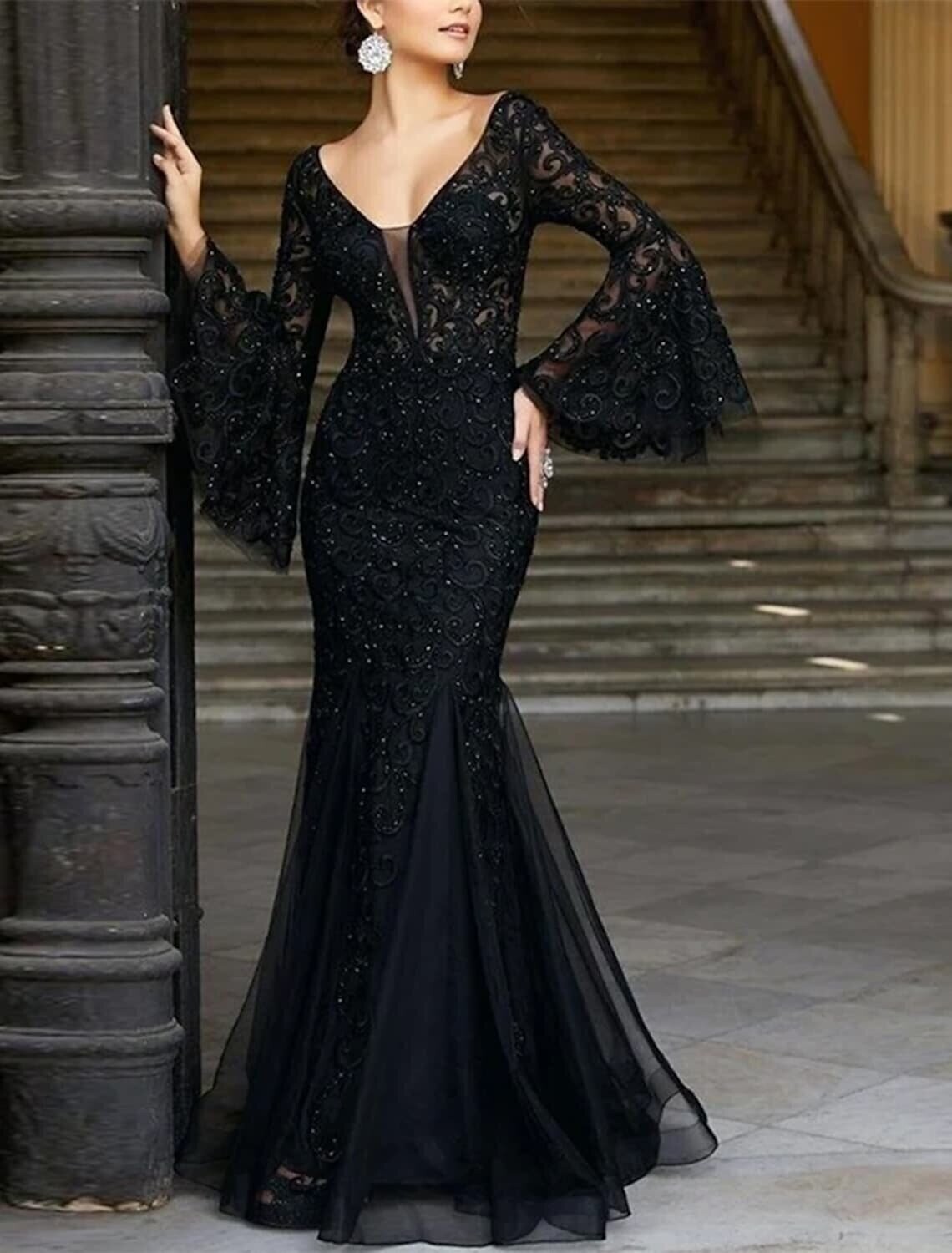 Women's Trumpet / Mermaid Dress Maxi, Color: Black