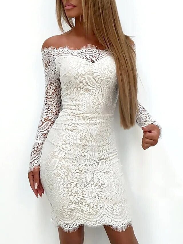 Women's Sheath Dress Short Mini Dress, Color: White