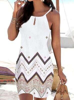 Women's White Dress Short Mini Dress White Black Blue Sleeveless