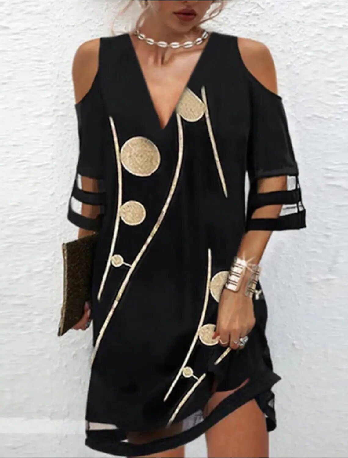 Women's A Line Dress Short Mini Dress, Color: Black