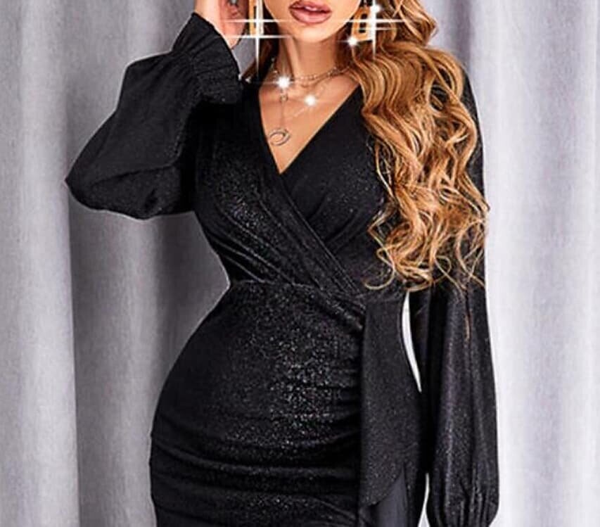 Women's Bodycon Midi Dress, Color: Black