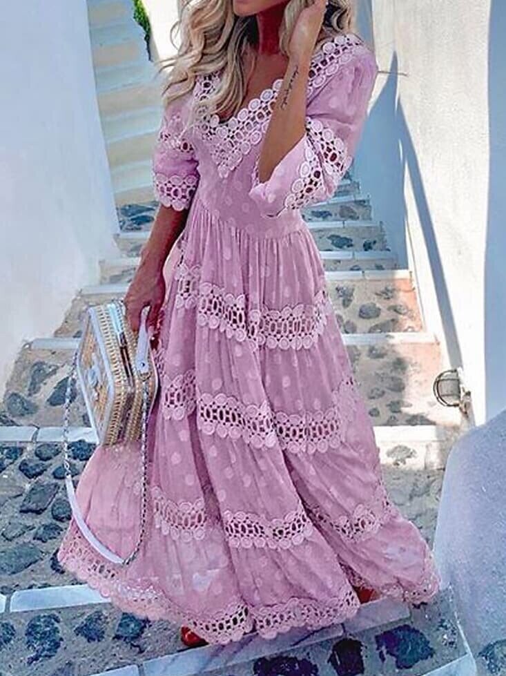 Women's Chiffon Dress Maxi long Dress, Color: Light Pink