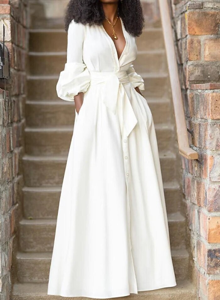 Women's Sheath Dress Maxi long Dress, Color: White