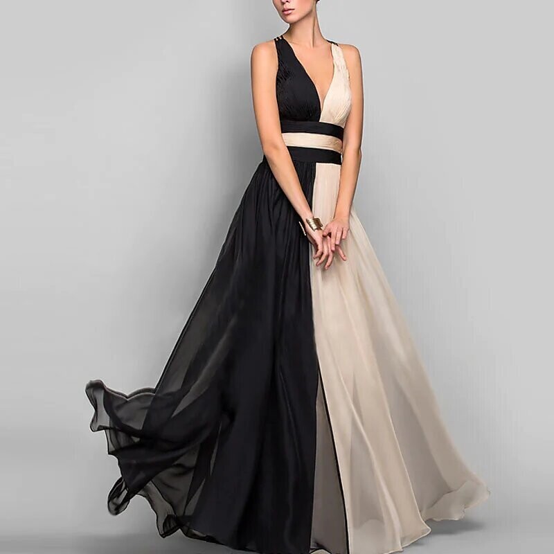 Women's Swing Dress Maxi long Dress, Color: Black