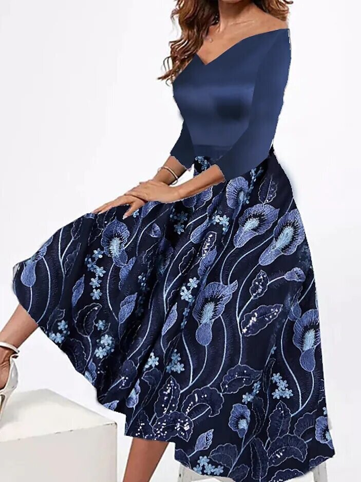 Women's A Line Dress Maxi long Dress, Color: Blue