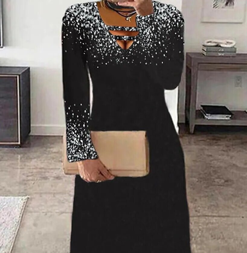 Women's Sheath Dress Midi Dress, Color: Black