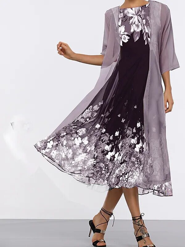 Women‘s A Line Dress Midi Dress, Color: Purple