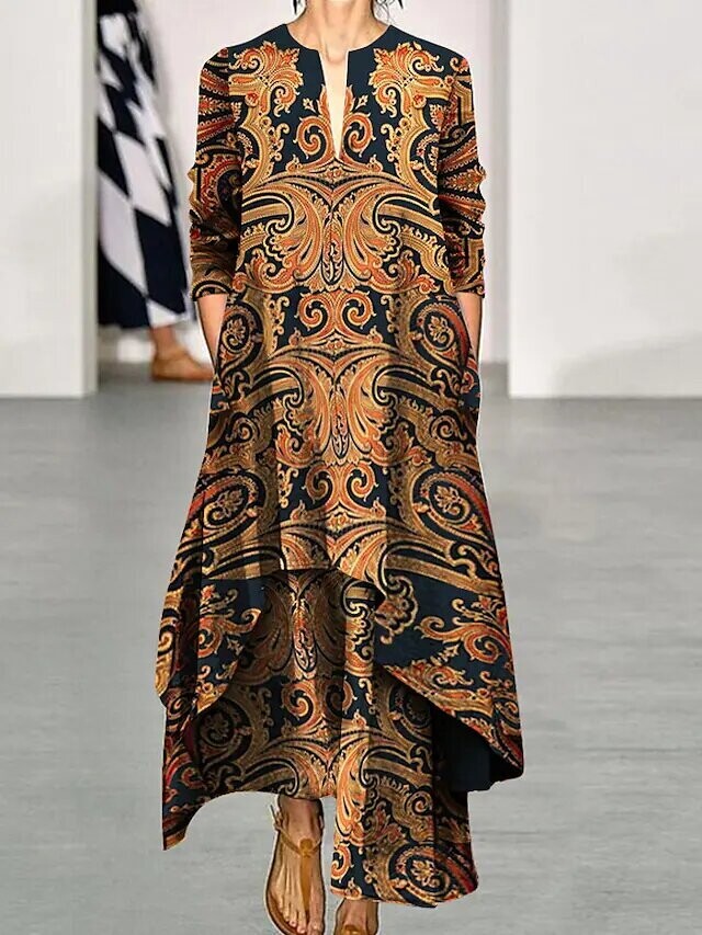 Women's A Line Dress Maxi long Dress, Color: Orange