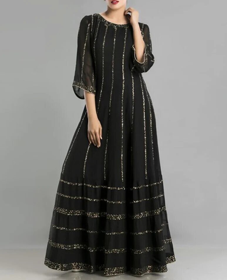 Women's A Line Dress Maxi long Dress, Color: Black