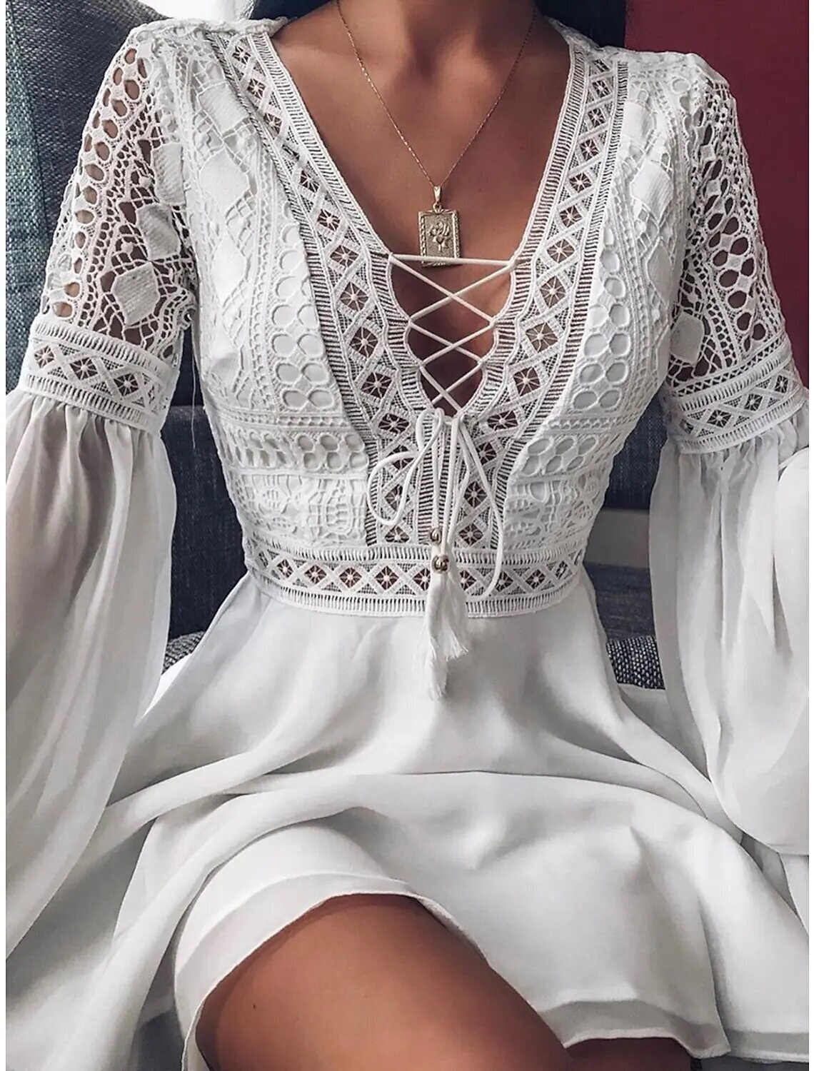 Women's Swing Dress Short Mini Dress, Color: White