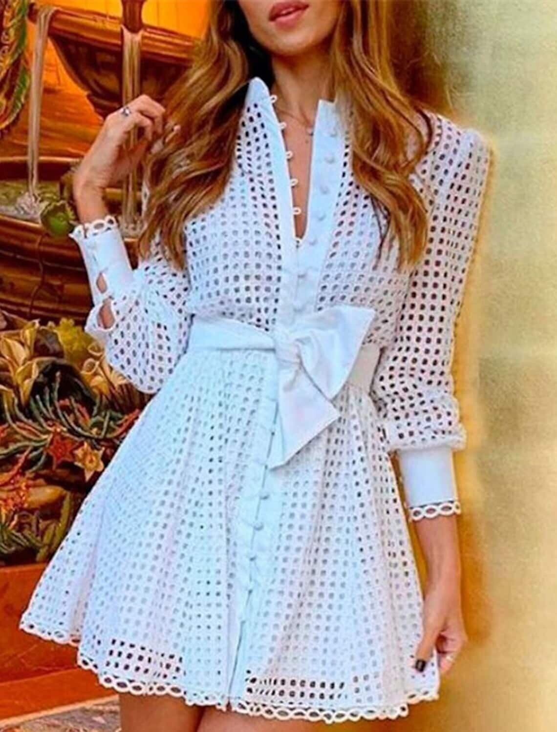 Women's A Line Dress Short Mini Dress, Color: White