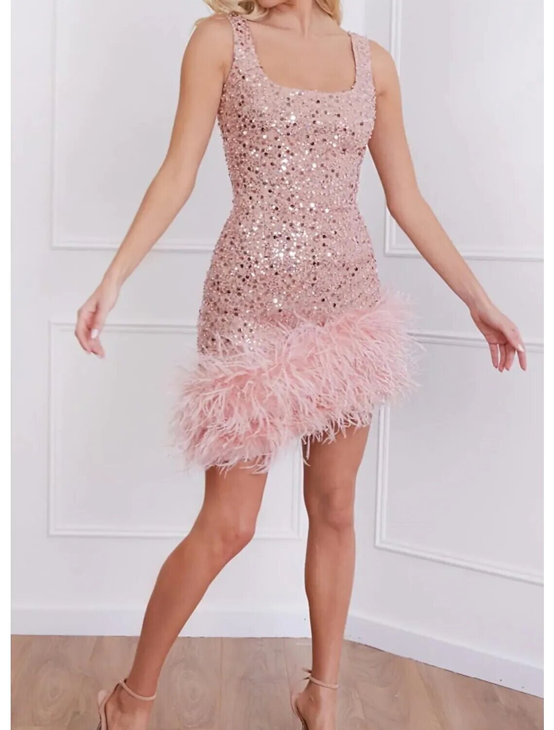 Women's Sheath Dress Short Mini Dress, Color: Pink