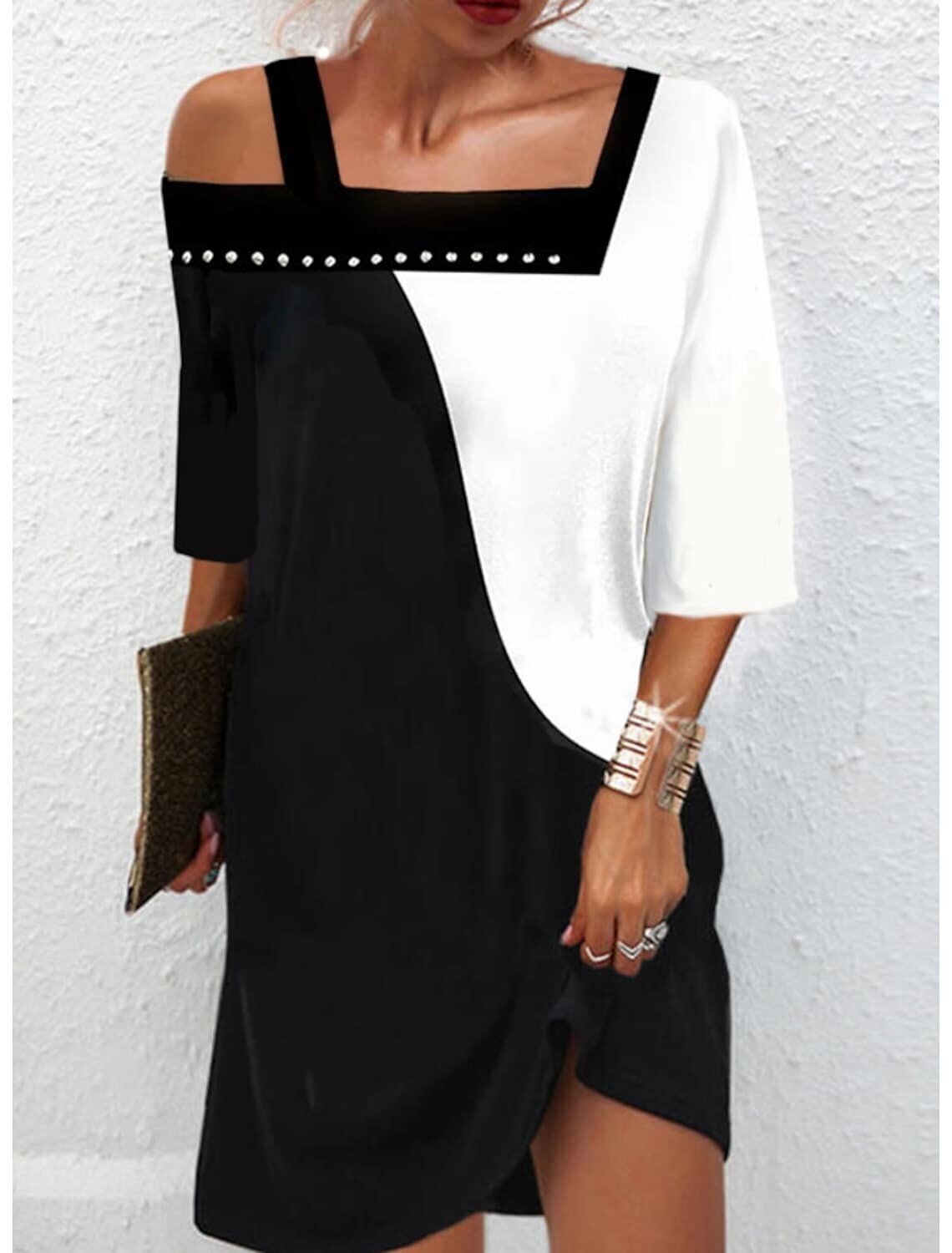 Women's A Line Dress Short Mini, Color: Black