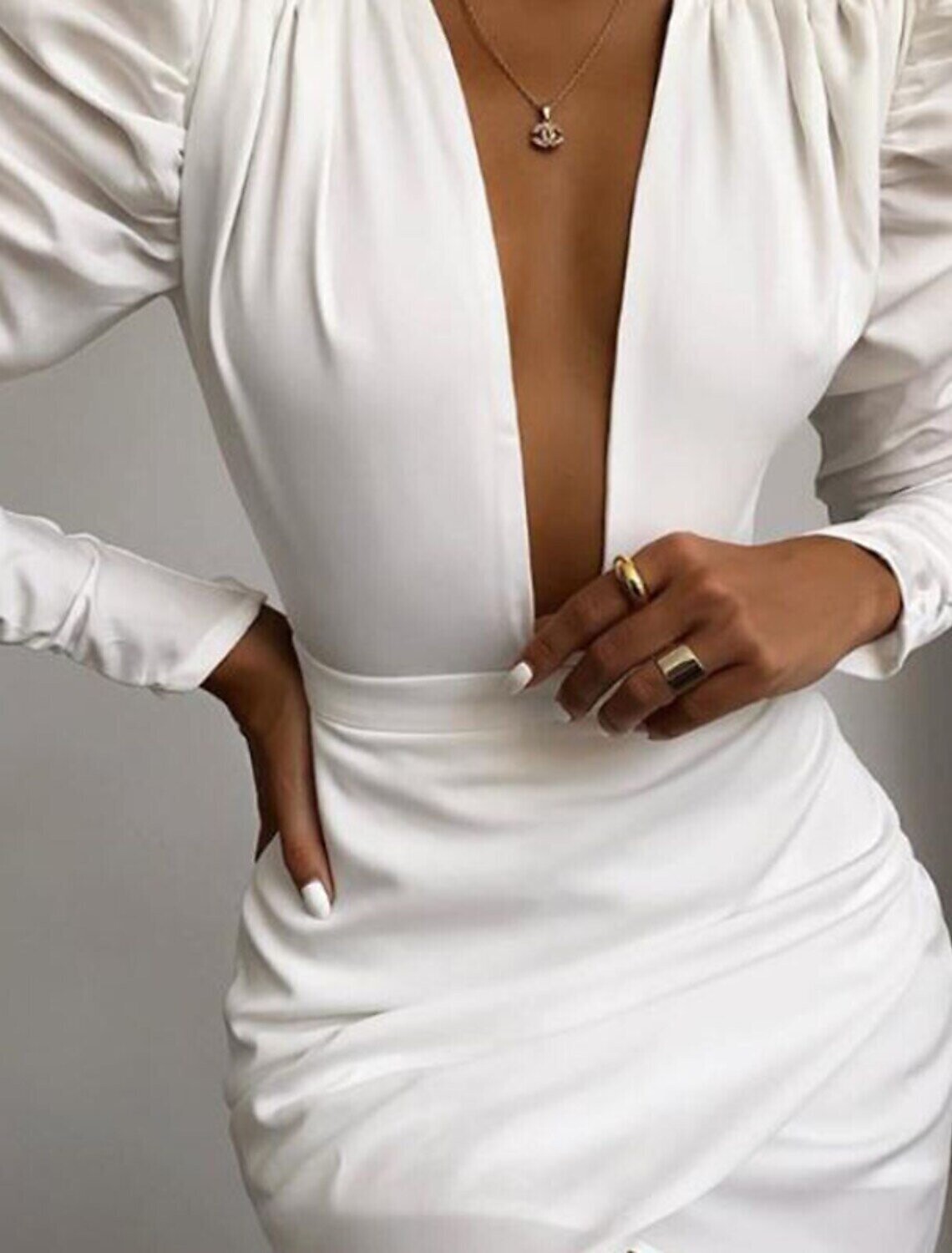 Women's Bodycon Short Mini Dress, Color: White