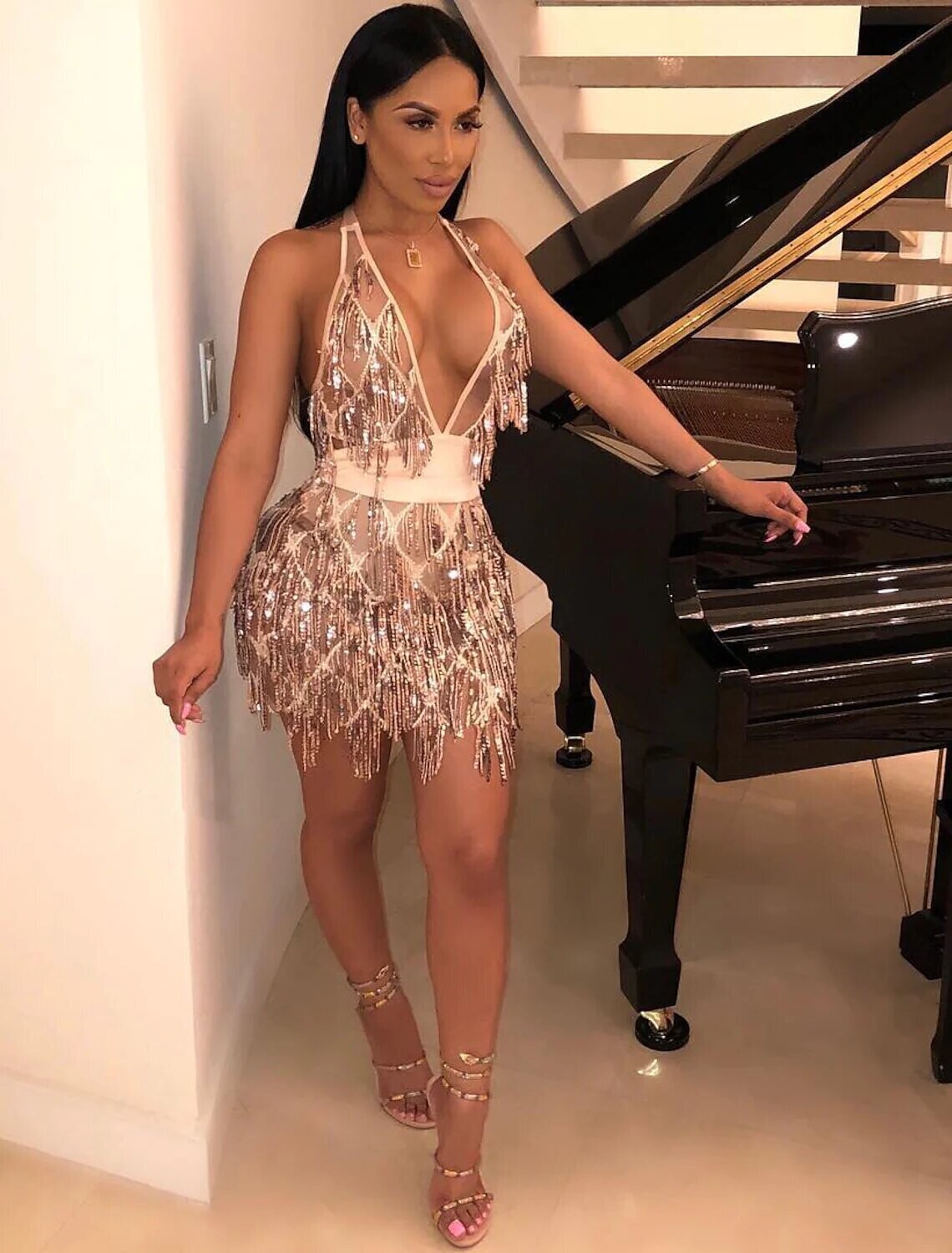 Women's Sheath Dress Short Mini Dress, Color: Gold