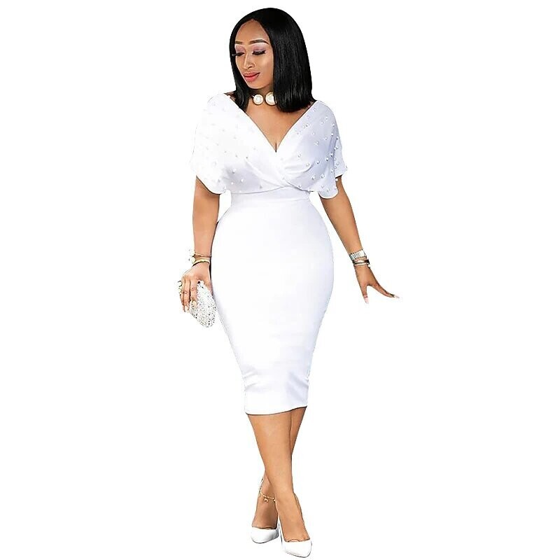 Women's Sheath Dress Knee Length Dress, Color: White
