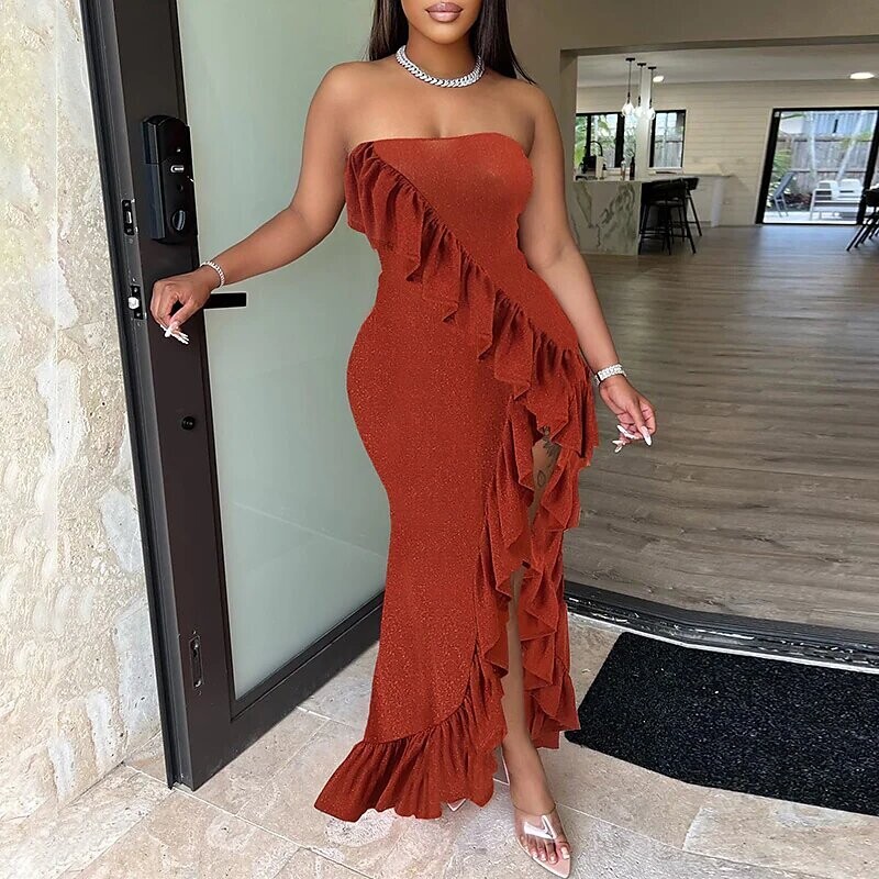 Women's Party Dress Maxi long Dress, Color: Red