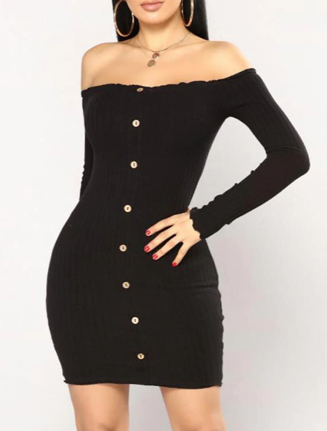 Women's Bodycon Short Mini Dress, Color: Black