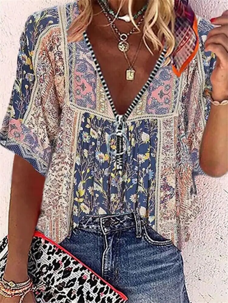 Women's Blouse Floral Bohemian Daily Holiday, Color: Pink