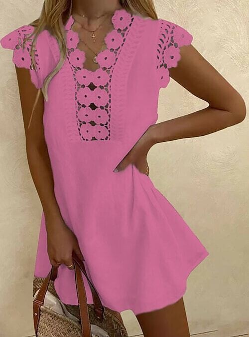 Women's A Line Dress Short Mini Dress, Color: Pink